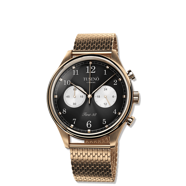 First-38-rosegold-black-mesh-
